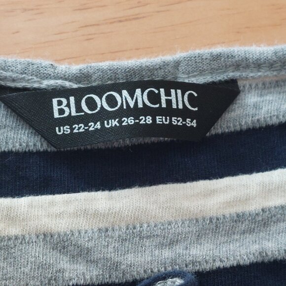 BloomChic Plus Size Navy Grey and Cream Striped Top Size 22-24 - Picture 8 of 11